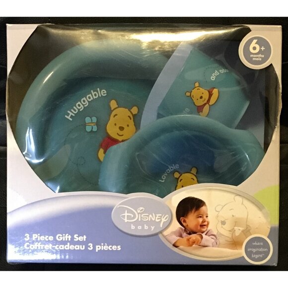 Disney Baby Huggable Winnie The Pooh Feeding Gift Set Plate Bowl Tumbler Cup - Picture 1 of 2